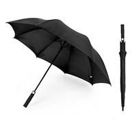 木杰 长柄直杆商务全纤维超大高尔夫伞高尔夫雨伞 黑色-加大125cm伞面