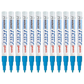 uni 三菱铅笔 PX-21 单头油性记号笔 浅蓝色 12支装