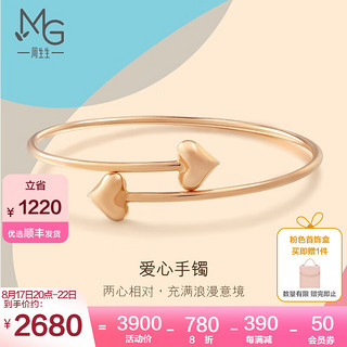 周生生 Wrist Play系列 89984K 女士18K玫瑰金Let's Play心形手镯 6圈 3.5g