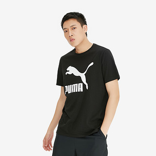 PUMA 彪马 夏季经典大logo棉质运动透气男式短袖运动T恤