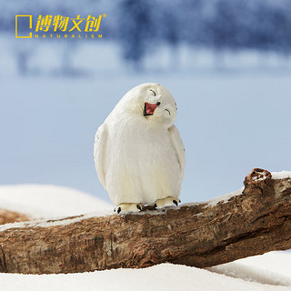 博物文创天然歪猫头鹰系列雪鸮动物手办模型潮玩玩具摆件生日礼物送女友