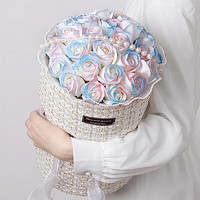 有券的上：衾美 法式玫瑰手捧花束  21朵粉雪山+礼袋+灯