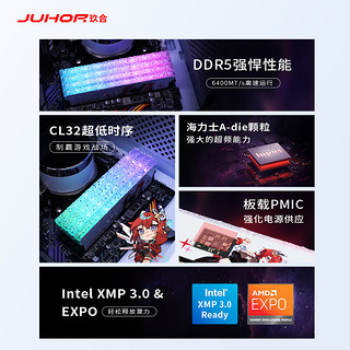 玖合(JUHOR) 32GB(16Gx2)套装 DDR5 6400 台式机内存条 星舞RGB灯条 海力士A-die颗粒 CL32