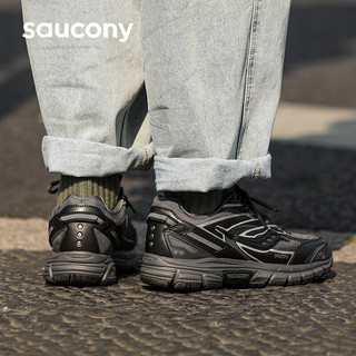 saucony 索康尼 电子表男女同款休闲鞋复古跑鞋男女运动鞋子老爹鞋2K PRM 黑灰-4 41