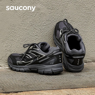 saucony 索康尼 电子表男女同款休闲鞋复古跑鞋男女运动鞋子老爹鞋2K PRM 黑灰-4 41