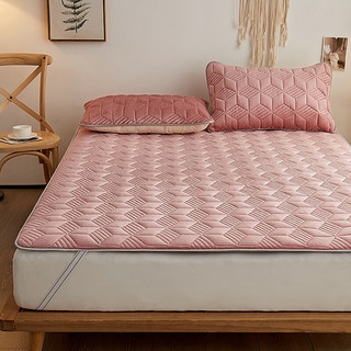 安睡宝（SOMERELLE） 床垫 A类针织抗菌乳胶大豆纤维床垫单双人宿舍居家牛奶绒床垫 牛奶绒大豆纤维床垫--萌粉玉 90*190cm