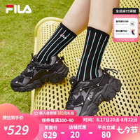 FILA 斐乐官方猫爪女鞋 2023老爹鞋复古时尚轻便情侣运动鞋休闲鞋 黑-BK 36