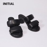 INITIAL春夏圆头高跟鞋女羊皮凉拖鞋S4FMCXX025