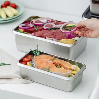 米膳葆316不锈钢保鲜盒食品级冰箱收纳密封带盖水果沙拉便当饭盒