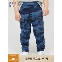 Gap 盖璞 男幼童秋季迷彩印花纯棉运动卫裤673732 儿童装长裤 蓝色迷彩 110cm(5岁)
