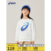 ASICS 亚瑟士 童装夏秋新品男女儿童中大童圆领印花休闲卫衣LOGO款 00白色 150cm