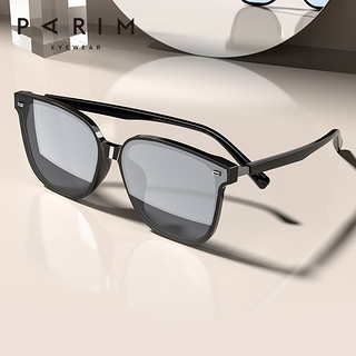 PARIM 派丽蒙 GM墨镜女潮韩版圆脸眼镜太阳镜 73545-B1-深灰色镜面-黑色框