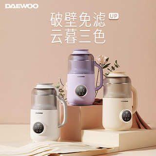 DAEWOO 大宇 破壁机低音家用升级降音罩小型迷你多功能破壁机全自动免煮五谷杂粮豆浆机免泡800ml 紫色