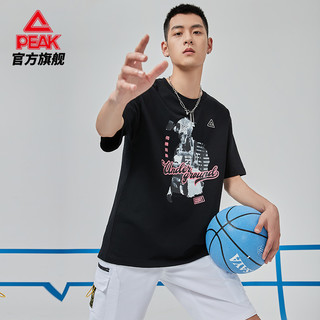 匹克圆领短袖T恤男2023夏季休闲运动上衣宽松篮球训练服健身短T男 DF632052	大白 170/L