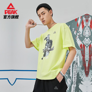 匹克圆领短袖T恤男2023夏季休闲运动上衣宽松篮球训练服健身短T男 DF632052	大白 170/L