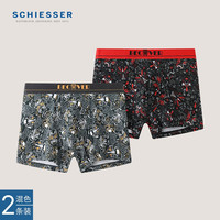 SCHIESSER 舒雅 男士棉莫代尔Becover时尚系列平角内裤E9/18298T 黄色+红色 XL