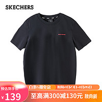 SKECHERS 斯凯奇 夏季男子吸湿排汗透气运动圆领宽松针织短袖T恤衫L323M015