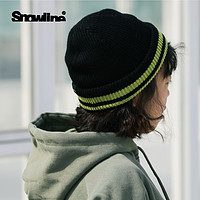 SNOWLINE 雪线春秋新款双面羊毛针织冷帽一体编织黑色男女同款