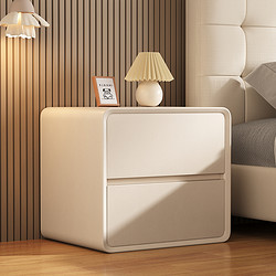 小匠材 奶油风床头柜简约现代小型置物架卧室家用轻奢床边柜收纳简易储物