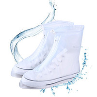 QI AN 骑安 防雨鞋套男女加厚耐磨防滑防水鞋套成人便携式非一次性透明平底雨鞋套 透明 40-41