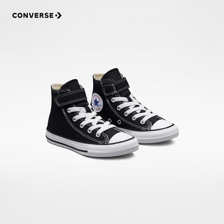 CONVERSE 匡威 儿童帆布鞋2023春季新款男女童魔术贴休闲鞋全明新经典高帮小白鞋 黑色(偏大,拍小一码) 35