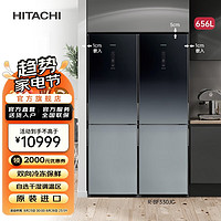 HITACHI 日立 冰箱328L双门高保鲜风冷无霜变频水晶玻璃原装进口自由拼装双向冷却R-BF330JC 星空黑色双台