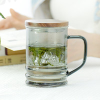 天福茗茶茶具 办公室喝茶杯两用杯 泡茶杯个人专用玻璃杯350ml