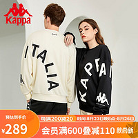 Kappa 卡帕 经典套头衫情侣男女运动卫衣字母印花圆领长袖 羊脂白-0111 S