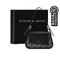 CLEVER & KETCH 包包女包2023新款女士单肩包斜挎包腋下包轻奢女包七夕情人节礼物 黑色