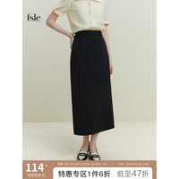 范思蓝恩 23FS12192 黑色气质高腰半身裙女夏2023新款直筒包臀长裙 黑色 XL