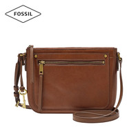 Fossil化石 FARRAH系列女包皮质单肩斜跨包大容量通勤时尚出行包 黑色、棕色、拼色 棕色
