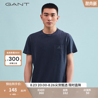 GANT甘特夏季新款男士宽松休闲透气圆领短袖重磅T恤2053005 433深蓝 XL