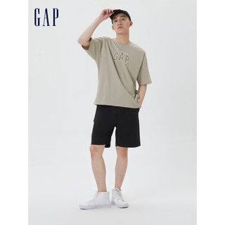 Gap男女装纯棉宽松亲肤T恤短袖夏季2023新款602762百搭情侣装 浅卡其 185/108A(XL)