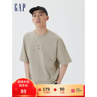 Gap 盖璞 男女装纯棉宽松亲肤T恤短袖夏季2023新款602762百搭情侣装 浅卡其 185/104A(L)