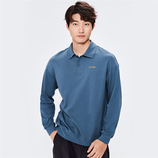 佐丹奴Polo男装纯棉双面布字母刺绣宽松长袖POLO 01012786