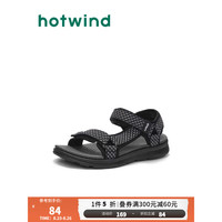 热风 hotwind2023年夏季新款男士时尚凉鞋魔术贴休闲户外露趾沙滩凉鞋男 72黑灰（ 42正码