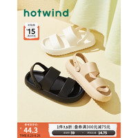 热风 hotwind2023年夏季新款女士时尚拖鞋厚底两穿露趾沙滩户外软底凉鞋 01黑色 M