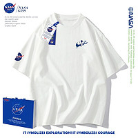NASA GISS重磅短袖t恤男纯棉情侣款时尚宽松oversize休闲T恤打底衫 8299白色 M体重110-130斤