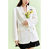 太平鸟白色无领西装外套女2022春秋装新款时尚高级设计感小众西服