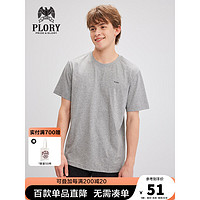 PloryPLORY  夏季新款多色纯色简洁款男女圆领短袖T恤PORAB6301B 麻灰色 165