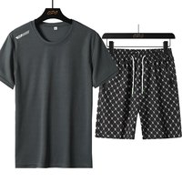凡客诚品冰丝速干套装青少年运动套装网眼两件套一套 2件装】灰+黑 M体重80-100斤