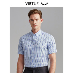 男士衬衫_virtue 富绅 男夏短袖商务休闲格子衬衫多少钱-什么值得买