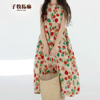 子牧棉麻2023夏装 女文艺复古无袖背心裙温柔风碎花连衣裙子2699 花色 M(建议110斤以内)