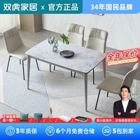双虎 现代简约餐桌吃饭桌子长方形小户型家用岩板餐桌椅组合320