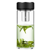 万象玻璃杯单层加厚男士大容量便携过滤泡茶个人专用喝水杯子