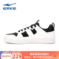 鸿星尔克（ERKE）板鞋男新款透气防滑减震时尚轻便软底耐磨男生滑板鞋运动鞋男鞋子 正黑/橡芽白 39