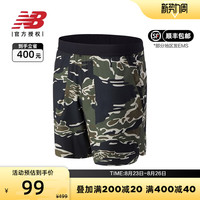 New Balance NB 奥莱正品清仓男裤迷彩松紧腰带运动休闲透气短裤