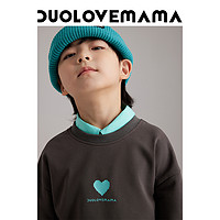 DUOLOVEMAMA logo爱心印花圆领长袖男女儿童卫衣秋款