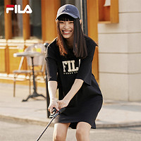 FILA 斐乐 官方女子连衣裙2023年夏季新款长裙多彩宽松休闲T恤裙子