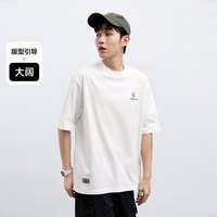 太平鸟男装2023年夏季新款重磅T恤刺绣男生短袖 黑灰(大阔) L